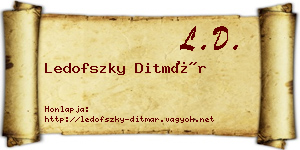 Ledofszky Ditmár névjegykártya